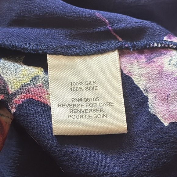 Rebecca Taylor Navy Silk Floral Ruffle Dress💙💗💜 - Picture 9 of 9